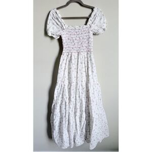 The Impeccable Pig Anthropologie Floral Smock Maxi Dress White Small Cottagecore